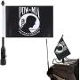 Black Motorcycle Flag Mount Fold Down 90° With POW - MIA Motorcycle Flag 6x9 Flag Pole Holder Fit 1/2 Motorcycle Luggage Rack For Harley Davidson Road King Touring Spring Honda Goldwing