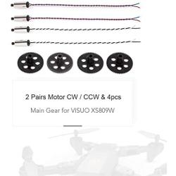 Vehicles-OCS 2 Pairs 8520 Coreless Motor CW/CCW & 4pcs Main Gear for VISUO XS809W XS809HW FPV Quadcopter Drone RC Airplane Quad Parts