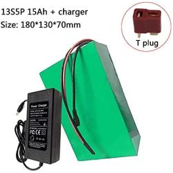 Jieoto 48V 15Ah E-Bike Lithium Battery 18650 13S 5P Battery Pack for 1000W 750W 500W 350W 250W 200W Motor for Electric Tricycles, Electric Scooters Electric Motorcycles with Charger