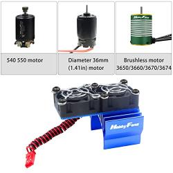 Hobby Fans RC Motor Heatsink with Double Cooling Fans 5V Aluminum Heat Sink Fit 540 550 3650 F540 Size Brushless Motor Engine Motor Heatsink for 1/10 RC Car Truck Buggy Crawler