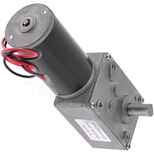 sourcing map Worm Gearbox Gear Motor DC 24V 5RPM High Torque Turbine Silver Tone