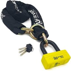 URBAN UR74120L Motorcycle Chain Lock Heavy Duty Motorcycle Lock and Chain, Motorcycle U Lock Mini Disc Lock High Security Motorcycle Chain and Lock Motorcycle Lock Chain Thick Chain Lock, 120cm Loop