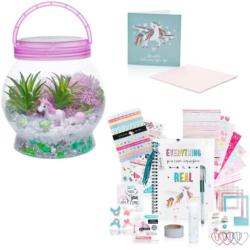 Unicorn Gift Set For Girls - Including DIY Unicorn Terrarium Kit & Journal Set With Scrapbooking Supplies - Girl Birthday Gifts and Toys, Art and Crafts Kits