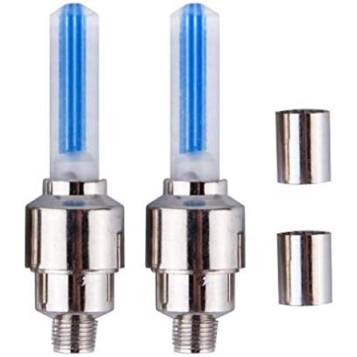 Bike Wheel Lights, 2pcs Led Wheel Lights Bicycle Wheel Tyre Tire Valve Cap Led Neon Flash Lamp for Car Motorcycle Bicycle Blue