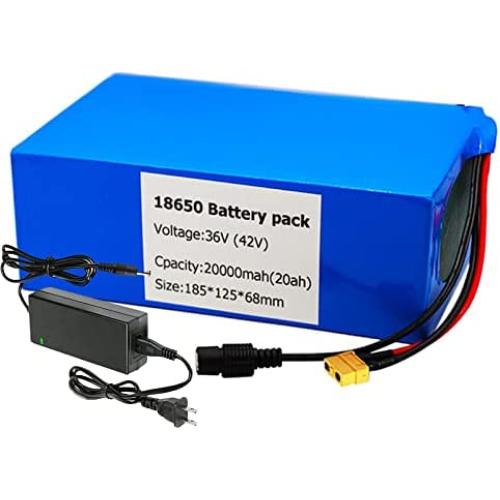 Wnicek 36V 20AH E-Bike Li Battery Pack 20000mAh 10S 6P Lithium-ion Battery with 42V Charger Electric Bicycle Battery Suitable for 650W 500W 350W 250W 200W Motor