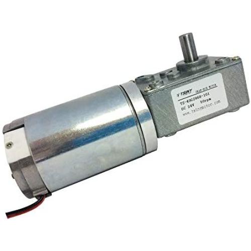BEMONOC Small DC Worm Gear Motor 24V High Torque 50RPM Output Shaft 8MM for DIY Parts