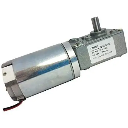 BEMONOC Small DC Worm Gear Motor 24V High Torque 50RPM Output Shaft 8MM for DIY Parts