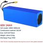 Jieoto 60V Ebike Battery 12AH 15AH 20Ah 24AH 30AH Electric Bike Lithium-ion Battery Pack Suitable for 500W 750W 1000W 1200W 1500W 1800W 2000W Motor with 30A BMS and 2A Charger