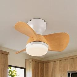 EKIZNSN 22 Modern Small Low Profile Flush Mount Ceiling Fan with Lights Remote Control, 6 Speed DC Motor and 3 Blade Ceiling Fans, White