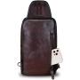 Genuine Leather Sling Bag Crossbody Motorcycle Bag Handmade Hiking Chest Daypack Retro Shoulder Backpack (Coffee)