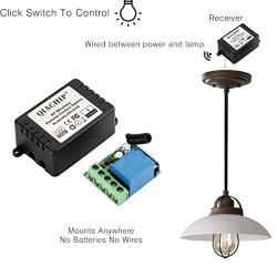 QIACHIP DC 12V 1CH 433Mhz RF Wireless Relay Remote Control Light Momentary Switch Transmitter with Receiver (2 Relays)