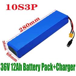 Wnicek Electric Bike Battery 36V 12Ah E-Bike Li-ion Battery Pack 12000mAh Rechargeable Battery Fit ?for 200W-750W Motor for Electric Scooters Electric Tools Tricycles Solar Energy with Charger
