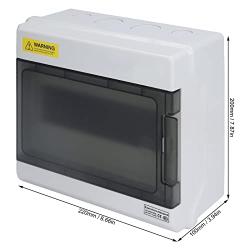 Distribution Protection Box, 8.66 x 7.87 x 3.94in Switching Power Supply ABS IP66 Waterproof Transparent Cover Distribution Junction Box for Indoor Wall Circuit Breaker(9 Way)