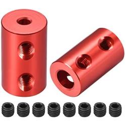 uxcell 3mm to 6mm Bore Rigid Coupling Set Screw L20XD12 Aluminum Alloy,Shaft Coupler Connector,Motor Accessories,Red,2pcs