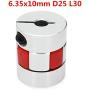 3Pcs 6.35x10mm CNC Stepper Motor Jaw Shaft Coupler 6.35mm to 10mm Aluminum Flexible Jaw Spider Plum Coupling D25L30 Connector for CNC Router Engraving Milling Machine/3D Printer