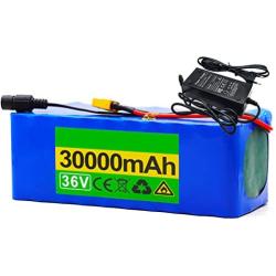 Jieoto 36V E-Bike Battery 30AH 10S6P Waterproof Li-ion Battery with 42V 2A Charger for Go-Kart Electric Street Bikes Electric Boat Scooter 1000W 750W 500W 350W 250W Motor