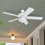 Honeywell Ceiling Fans Belmar 52 Inch Indoor Outdoor LED Light, Damp Rated, Five Blade, White, 50513-01