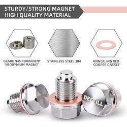 DEEFILL M14 x 1.5 Magnetic Oil Drain Plug, Stainless Steel Oil Drain Plug with Copper Crush Washer Replacement for Ford, GM, Hyundai, KIA and Accord, CRV, Civic, Pilot, Fit, Odyssey