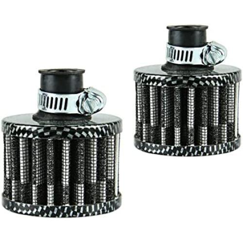 Miaowa 2PCS 12mm Air Filter Carbon Fiber Cold Air Intake Filter Breather Turbo Vent Air Intake Filter Cleaner Black Universal compatible with car and Motorcycle