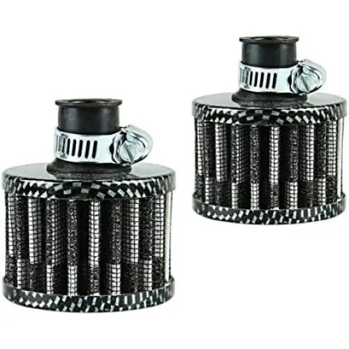 Miaowa 2PCS 12mm Air Filter Carbon Fiber Cold Air Intake Filter Breather Turbo Vent Air Intake Filter Cleaner Black Universal compatible with car and Motorcycle