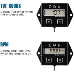 Runleader Digital Hour Meter Tachometer, Maintenance Reminder, User Shutdown , Use for ZTR Lawn Mower Tractor Generator Marine Outboard ATV Motor Snowmobile and Gas Powered Equipment (1)