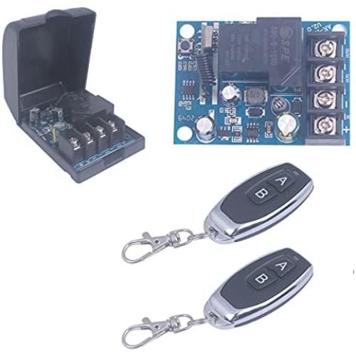 Remote Control Switch,DC 12V/24V/48V/40A Relay Wireless Light Switch 12V-48V Wide Voltage for Anti-Theft Alarms Garage Door Motor 433Mhz Transmitter and Receiver (2X Control 433MHz)
