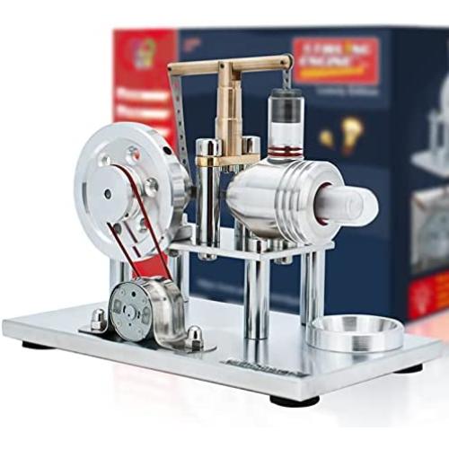 DjuiinoStar Hot Air Stirling Engine, Solid Metal Construction, Electricity Generator (DHA-BG-405)