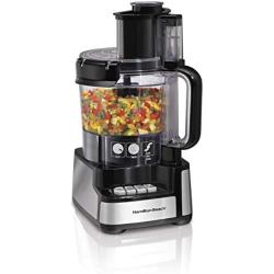 Hamilton Beach Stack & Snap Food Processor and Vegetable Chopper, 12 Cup Bowl, 2-Speed 450 Watt Motor, Black (70725A) & 45 Cup Coffee Urn and Hot Beverage Dispenser, Silver