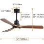 Sofucor 52 Wood Ceiling Fan With Lights Remote Control 3 Wood Fan Blade Ceiling Fans Noiseless Motor Solid Walnut and Matte Black