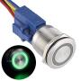 APIELE 22mm Latching Push Button Switch 12V Angel Eye LED Waterproof Stainless Steel Round Metal Self-Locking Latching 7/8 1NO 1NC 1 Pack (Green) r