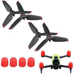 Propeller Spare Blades for DJI FPV Drone Accessories (Red) - Gift Propeller Motor Dust-Proof Protection Cover