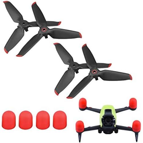 Propeller Spare Blades for DJI FPV Drone Accessories (Red) - Gift Propeller Motor Dust-Proof Protection Cover