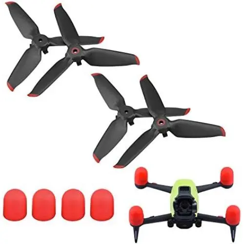 Propeller Spare Blades for DJI FPV Drone Accessories (Red) - Gift Propeller Motor Dust-Proof Protection Cover