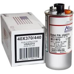AMRAD ENGINEERING USA2215 Series Round USA-Made Motor Run Capacitor, 40 Mfd, 370/440 Vac-132330