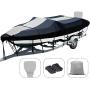 Autolion Trailerable Boat Cover 600D Heavy Duty Waterproof UV All-Weather with Motor Cover(20-22L 100