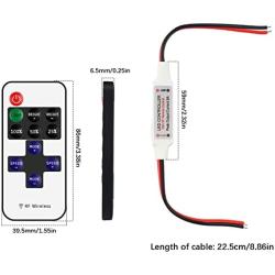 RGBZONE 2 Pack RF Wireless Remote Controller DC 5-24V 11 Key Mini Dimmer Switch for 5050 3528 5630 RGB LED Strip Light