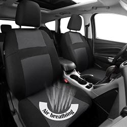 CAR PASS Rainbow Universal Fit 3D Air Mesh Car Seat Cover with 5mm Composite Sponge Inside,Airbag Compatible (Black Gray)