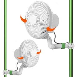 LINCHOC GARDEN Grow Tent Oscillating Fan,6 inch Copper Wire Motor Pole Mount Monkey Fan for Grow Tents with 2 Speed 120v 25w Clip On (2 Pack)