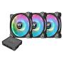 Thermaltake Riing Duo 140mm 16.8 Million RGB Color (Alexa, Razer Chroma) Software Enabled 2 Light Rings 18 Addressable LED 9 Blades Hydraulic Bearing Case/Radiator Fan, 3 Pack, CL-F078-PL14SW-A