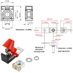 GLOSO (200A) HABF Terminal Fuse Block Kit for Multiple Batteries Ignition Boat Truck RV Construction Vehicles, Max Voltage 58V Single Stud M8 (5/16