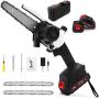 Mini Chainsaw 6 Inch Cordless, Upgraded Brushless Motor Handheld Mini Electric Chainsaw with Oil System Super Saw Powered by 2Pcs 21V Batteries for Wood Cutting, Garden Tree Pruning