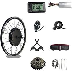 Electric Bike 48V 1000W Rear Drive Hub Motor Conversion Kit Brushless Gearless Wheel Rim 26inch LCD7 Kunteng USB Display