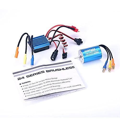 Surpass Hobby Blue 2435 6100KV Brushless Motor Shaft 2.0mm with Brushless 25A ESC Combo for 1/16 1/18 RC Car