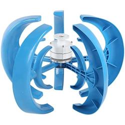 1200W Wind Turbine 5 Blade Wind Vertical Axis Generator Blue Electricity Producer Equipment for Boats Terraces Cabins or Mobile Houses Charging (24V)