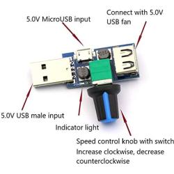 CenryKay DC 5V USB Fan Stepless Speed Controller Regulator Input DC4-12V to 2.5-8V and Speed Control Knob with Switch Function（4PCS)