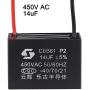 uxcell Ceiling Fan Capacitor CBB61 14uF 450V AC 2 Wires Metallized Polypropylene Film Capacitor 51x35x25mm for Electric Fan Pump Motor Generator