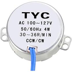 uxcell Synchronous Motor AC 100-127V 30-36RPM 50-60Hz CCW/CW 4W Reduction Gear Motor