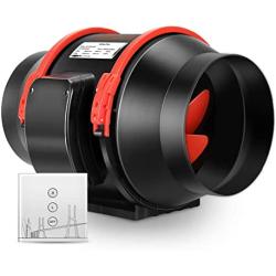 6 Inch Inline Duct Fan with Remote Variable Speed Controller, DEWALLIE Ventilation Exhaust Fan 312 CFM for Tent and Grow Room