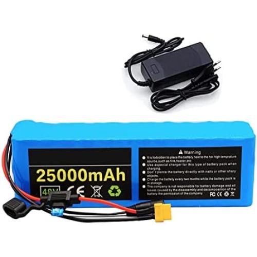 48V 25000mAh E-Bike Lithium Ion Battery, for 200W-1000W Motors, Rechargeable Replacement Battery Pack, with Fuse + BMS + Charger