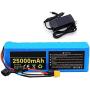 48V 25000mAh E-Bike Lithium Ion Battery, for 200W-1000W Motors, Rechargeable Replacement Battery Pack, with Fuse + BMS + Charger